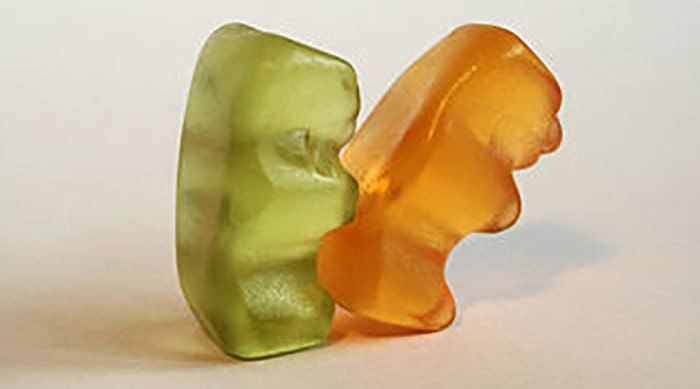 Two gummy bears having sizzling sex