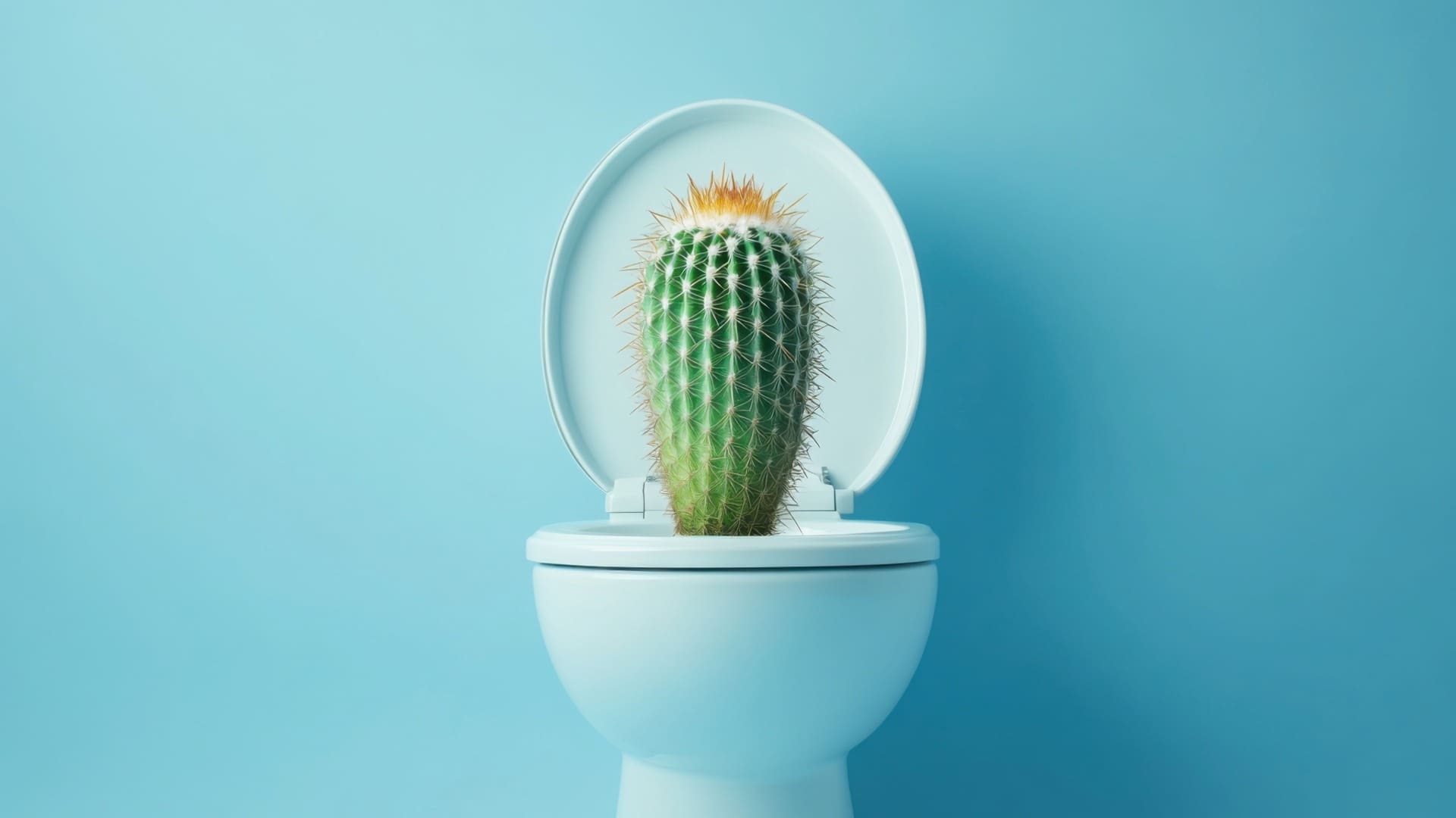 Toilet with large cactus in bowl, piles symptoms in South Africa