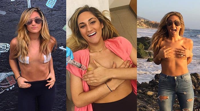 three images of paige more after she had her double mastectomy