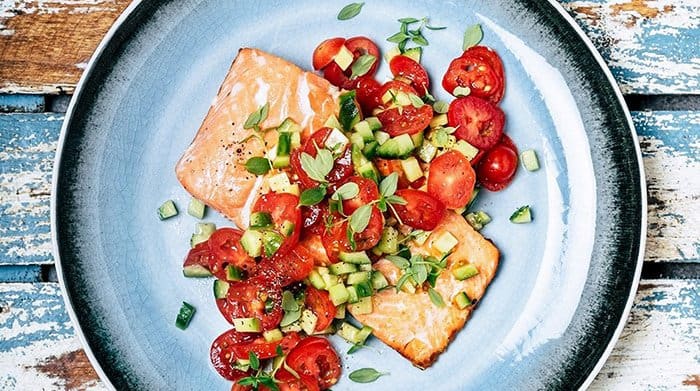 A plat of salmon which is a main meal in a popular diet like the high-protein diet