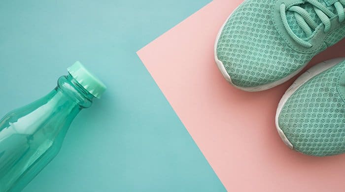 weight-loss-with-exercise shoes and a water bottle which you would use to exercise
