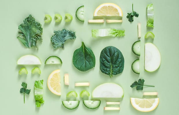 vegan foods — vegan food flay lay on green background