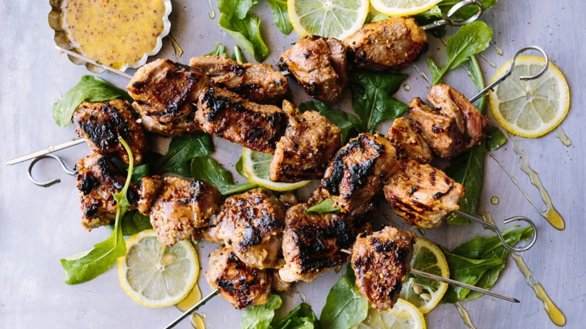 Grilled Lamb Skewers With Lemon, Honey And Mustard Recipe