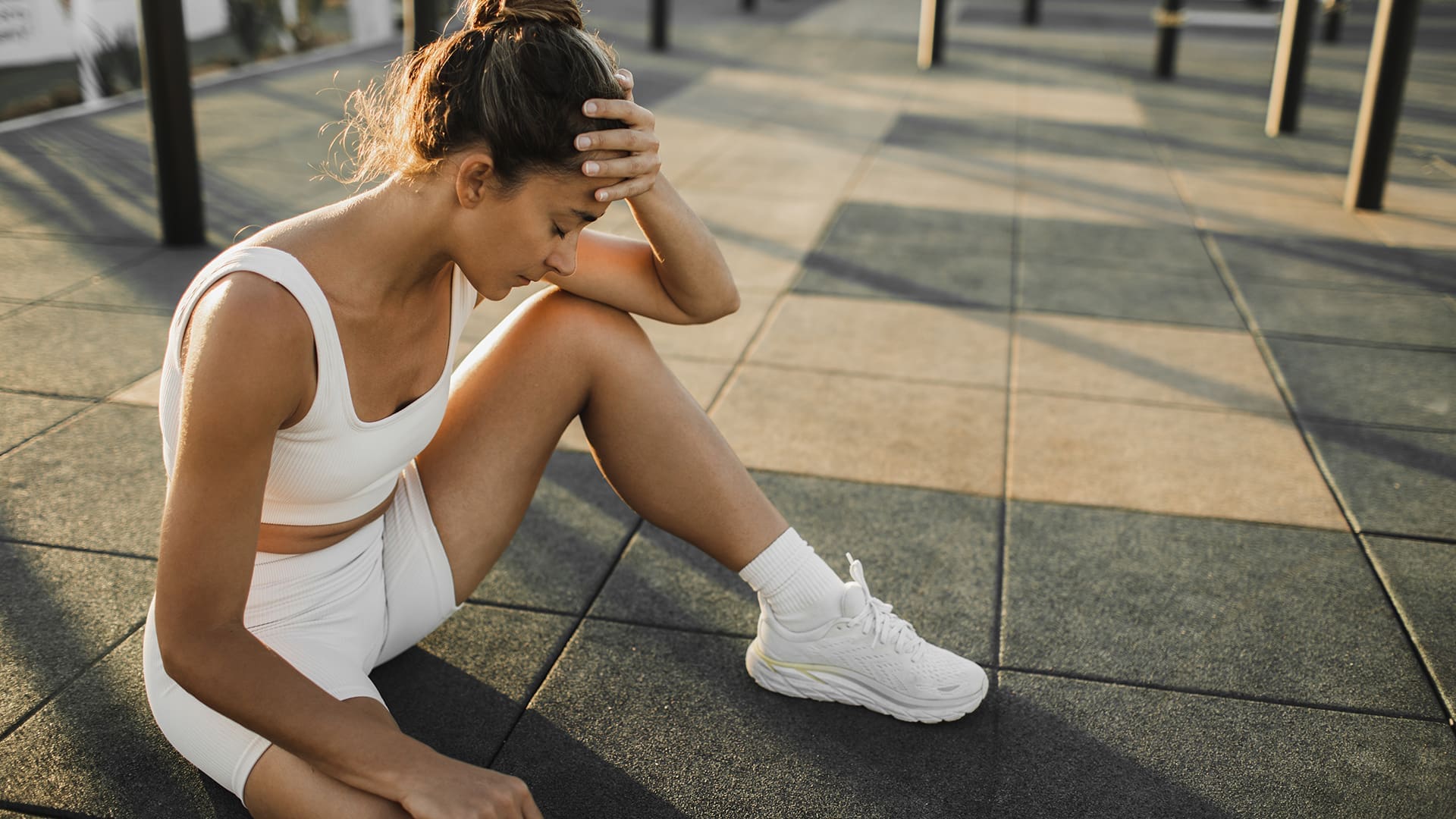 Working Out With A Cold Woman upset after a failed workout.