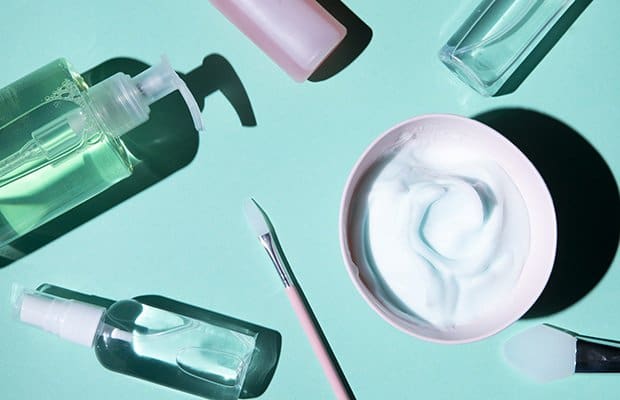 Cosmetics flat lay for removing blackheads