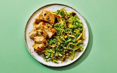 Try This Lemon-Thyme Chicken With Shaved Brussels Sprouts Recipe For A Quick Weeknight Dinner