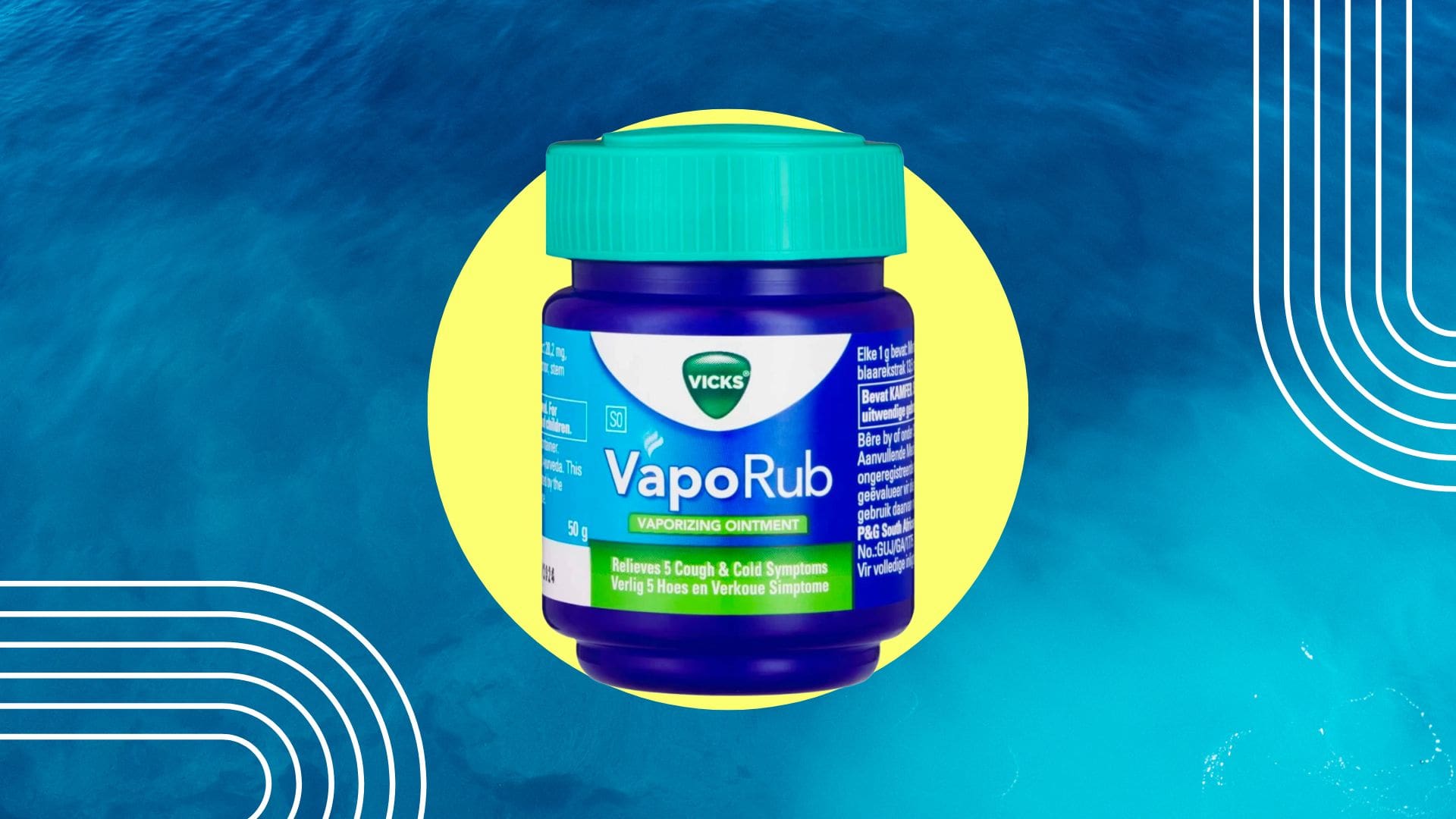 Tub of Vicks VapoRub on a blue background
