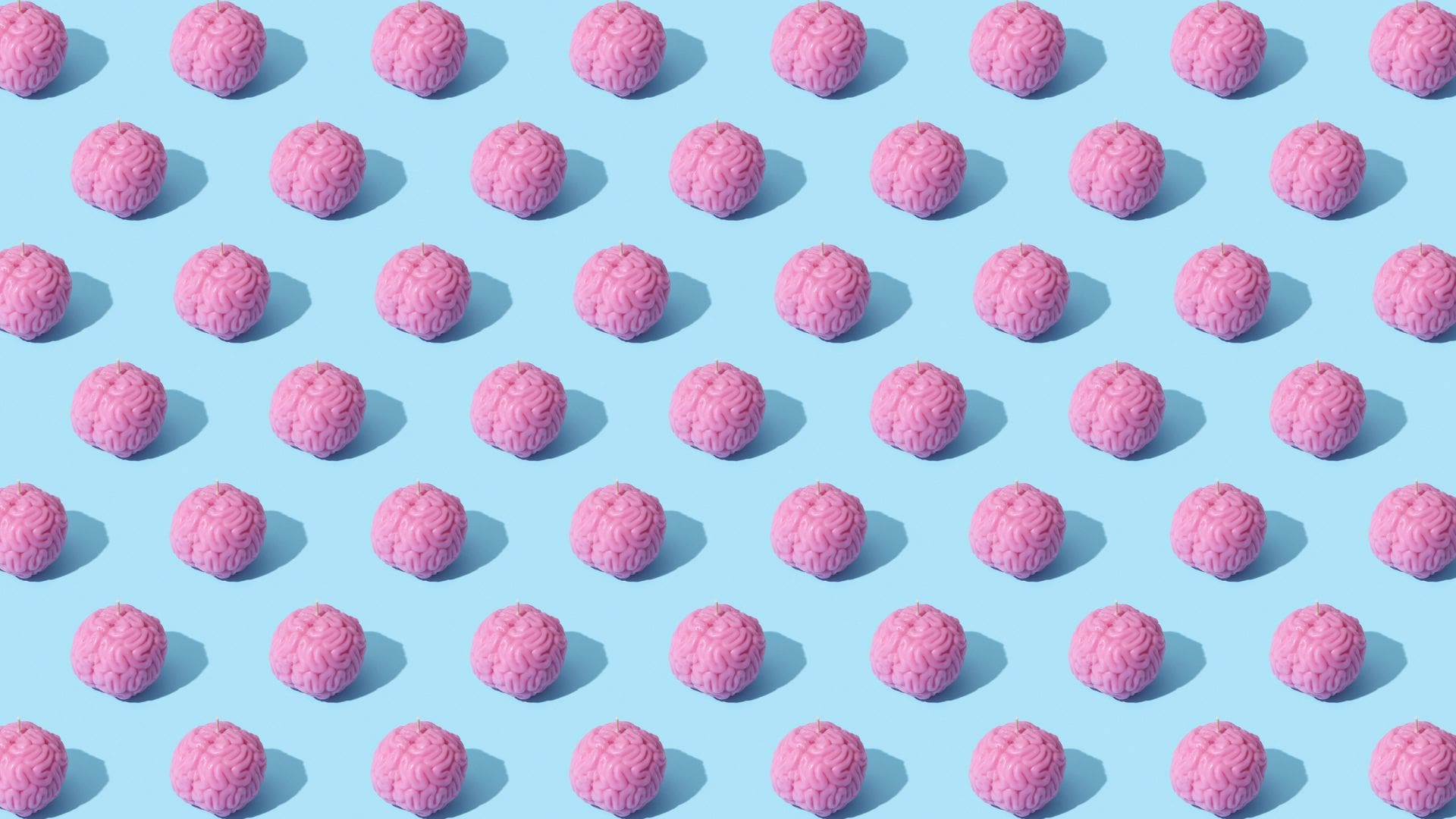 Pink brains on a blue background