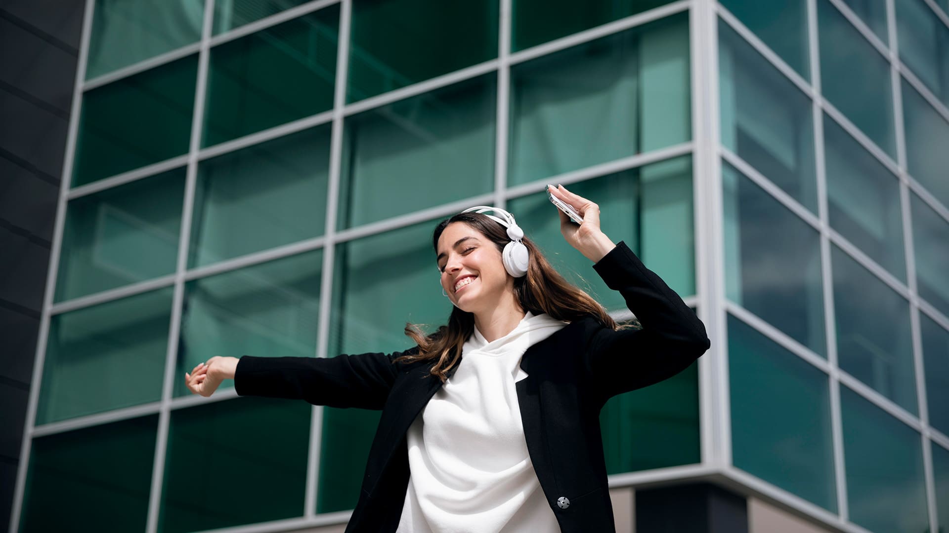 Woman dancing inbetween lunch breaks