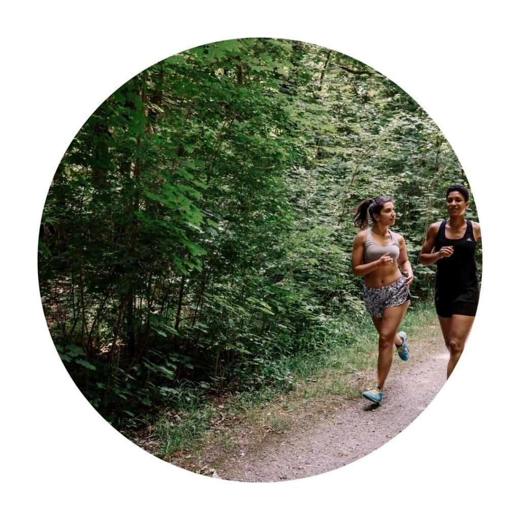 People trail running