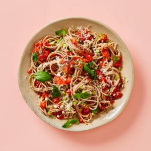 pasta dish with tomato and herbs