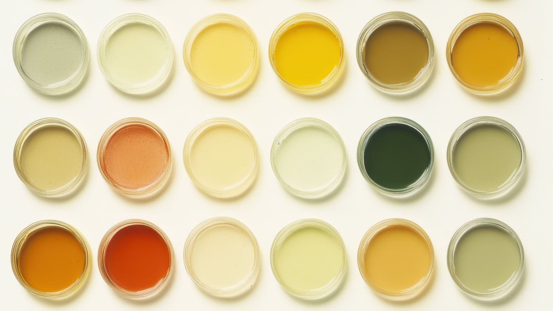 Women’s Health SA-6-What Your Urine Colour Says About Your Health Aerial view of different colour liquids in glass